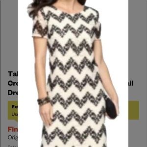 Talbots Black & White Chevron Crochet Lace Sheath Career Cocktail Dress